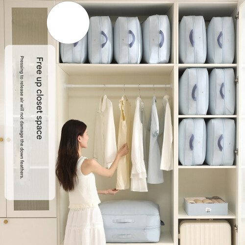 Water Resistant Compressed Storage Bag For Moving-White XL 1