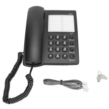 Telefono fisso da tavolo con display LCD e tecnologia di riduzione del rumore per chiamate di qualità in ufficio e a casa.