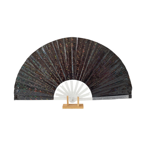 Folding Hand Fan Foldable Fan-Black Transparent silver f