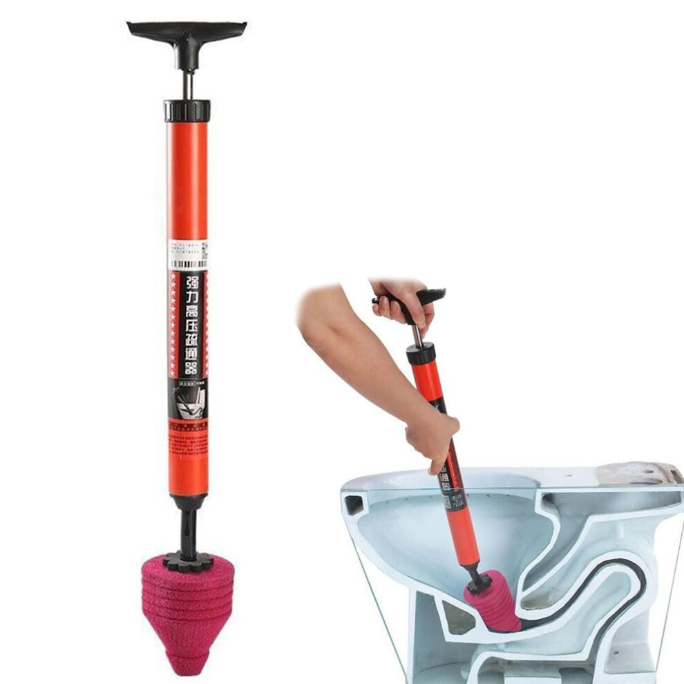 Pressure Toilet Plunger Air Drain Blaster For Sink Bathroom Kitchen Clogged Pipes Red 9323874644752