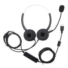Headset mit geräuschunterdrückendem Mikrofon für Computer, USB, binaural, Freisprechfunktion, Callcenter-Kopfhörer mit Lautstärkeregelung,