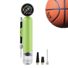 Sports Pump With Pressure Gauge For Soccer Basketball Football Volleyball Yoga Ball Green ThreePiece Needle Valve Set