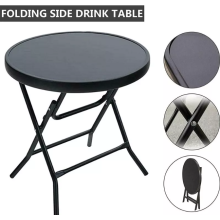 Redwood Black Glass Folding Round Side Table 46cm