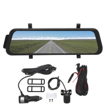 Cámara de salpicadero con espejo retrovisor y pantalla táctil, cámara de visión trasera automática de 4 canales con visión nocturna y modo de