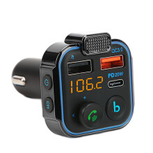 FM-Transmitter-Autoadapter mit Bluetooth 5.3, Freisprechfunktion, Schnellladefunktion, HiFi-Bassklang und integriertem Mikrofon