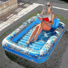 2024 Inflatable Tanning Pool Lounger Float For Adults, 70" X 46" Large Suntan Tub Pool F Gift ShlmCyan Pink