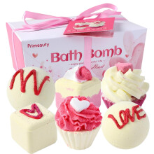 6Pcs Bath Bombs Gift Set for Girls, Organic Essential Oils, Natural Ingredients, Birthday, Christmas, Valentine's Day, Style2