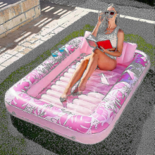 2024 Inflatable Tanning Pool Lounger Float For Adults, 70" X 46" Large Suntan Tub Pool F Gift ShlmGolden White