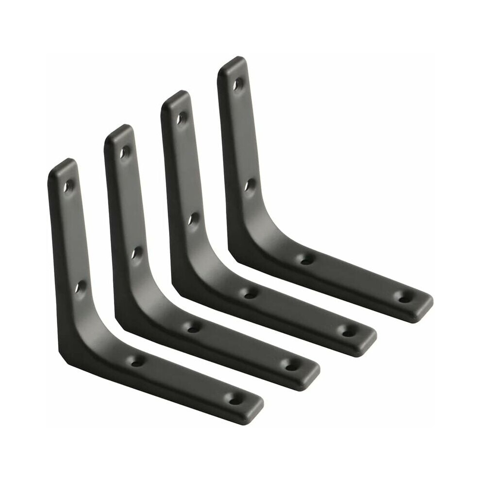 Heavy Duty Black Metal Floating Shelves Bracket, Iron L Bracket For Diy Shelving Projects, Matte Black Painted Surface Adds Sophistication To Your Spa 9198585390126