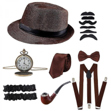1920s Men Costume Accessories Set Gatsby Gangster Roaring Retro 20s Cosplay Sets,50% OfferOff-white