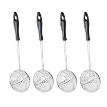 4pcs Stainless Steel Colanders Home Sieve Colanders Hot-pot Strainers for Kitchen (Black)WhiteL