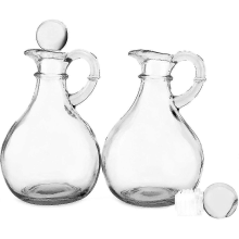 Glass Oil And Vinegar Bottles (2 Piece Set) Round Glass Oil Dispenser Bottle With Stopper-yvan