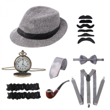1920s Men Costume Accessories Set Gatsby Gangster Roaring Retro 20s Cosplay Sets,50% OfferWhite