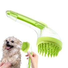 Dog Bath Brush Scrubber Silicone Bristle Grooming Tool Cleaner Shower Accessories For Small Animals Green