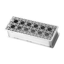 Toothpick Holder with Lid, Elegant Hollow Design Metal Dispenser for Kitchen Table, Silver