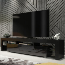 TV Unit 200cm Nova - Black with Gloss Doors