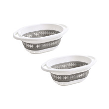 Pack of 2 Foldable Kitchen Strainer Expandable Silicone-Gray