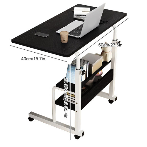 Adjustable Height Mobile Rolling Computer PC Laptop Over Bed Desk Overbed Desk 2