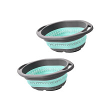 Foldable Colanders Heat Resistant Construction Large-Green