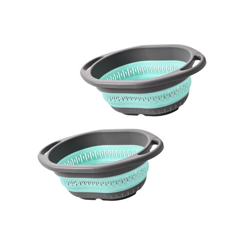 Foldable Colanders Heat Resistant Construction Large-Green