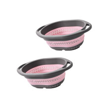 Expandable Sink Colander Nonslip Base Pastas Strainer-Pink