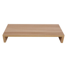 Ergonomischer Computerständer mit Holzplattform und Ablage für Kosmetikartikel und Rührbesen. Robuste, kompakte Konstruktion für Zuhause und