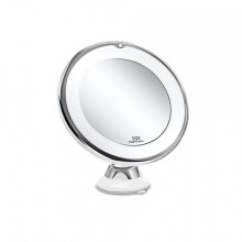 Glamour On-The-Go: Lighted Makeup Mirror, Portable Travel Companion with 3 Color Lights, Transparent Glass 10x Magnification, Suction Cup for Secure P
