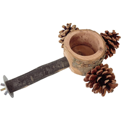 Stable Bird Parrot Standing Perch Parrot Training Stand With Feeding Cup Interactive Pinecone Style Bird Cage Perch 1