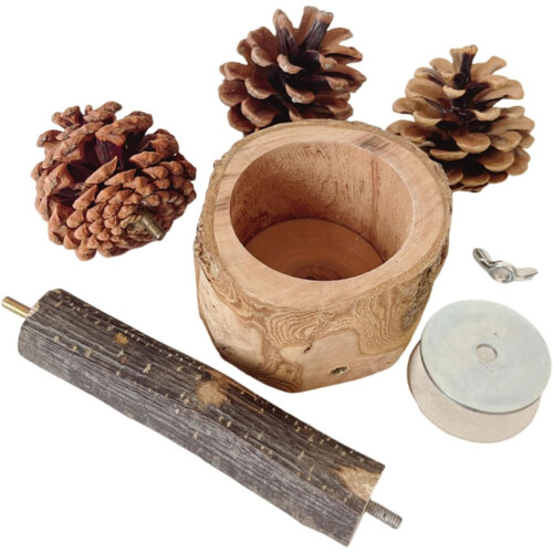 Stable Bird Parrot Standing Perch Parrot Training Stand With Feeding Cup Interactive Pinecone Style Bird Cage Perch 2