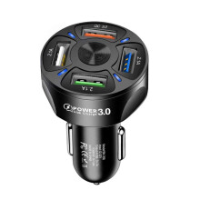 USB-Kfz-Ladegerät PD20W QC3.0 4-Port Schnellladeadapter mit LED-Anzeige, kompatibel mit iPhone und Samsung, Voltmeterfunktion | Hohe Leistung |