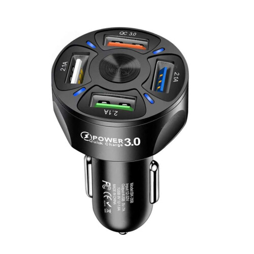 Φορτιστής αυτοκινήτου USB PD20W QC3.0 4 θύρες, προσαρμογέας γρήγορης φόρτισης με οθόνη