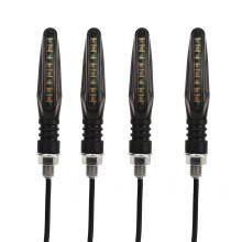 Blinker für Motorräder, durchlaufende LED, gelb, superhell, universell, 12 V, mit Bremslichtfunktion und Tagfahrlicht, robustes Gummi