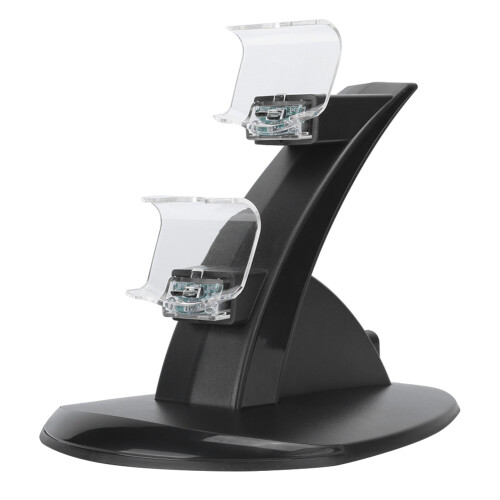 LED-indikatorudstyret PS3 Controller-opladerdock, dobbelt flylignende ladestation med samtidig strømforsyning, 2-i-1-stativ til PS3 Controller 1