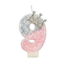 Anniversary Celebrations Supplies,Pink Crown Birthday Candle-9