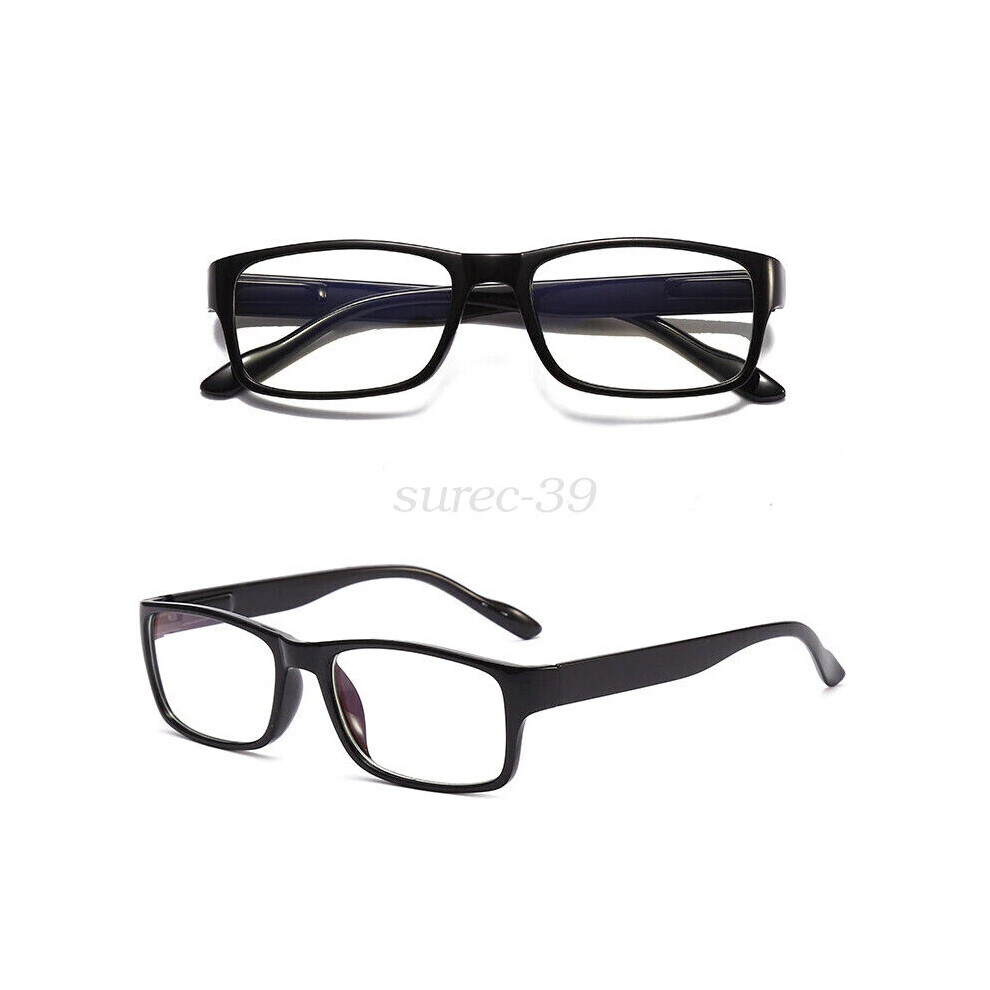 (=+3.00 strength, Black) Unisex Mens Ladies Wayfarer Frame Magnifying Reading Glasses Nerd +0~4.0