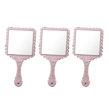 Vintage Decorative Mirror, Comfortable Handle for Personal Makeup, Exquisite Design Vanity Mirror for Daily Work Travel Business (Square & Round)