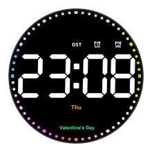 Digitale Wanduhr mit Buntem Licht, 10-Zoll-LED-Digitaluhr mit Fernbedienung, Zeitwecker für Wohnzimmer, BüRo, Fitnessstudio