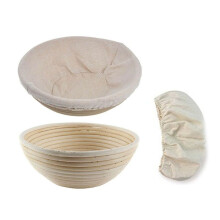 2Pcs Bread Proofing Baskets,Round Rattan Bread Bowls with Liners for Home Bakers Baking Making 23cm