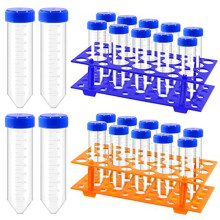 27Pcs 50ML Conical Centrifuge Tubes and 28 Well Centrifuge Tube Holder Set, Detachable Plastic Stand for Laboratory B