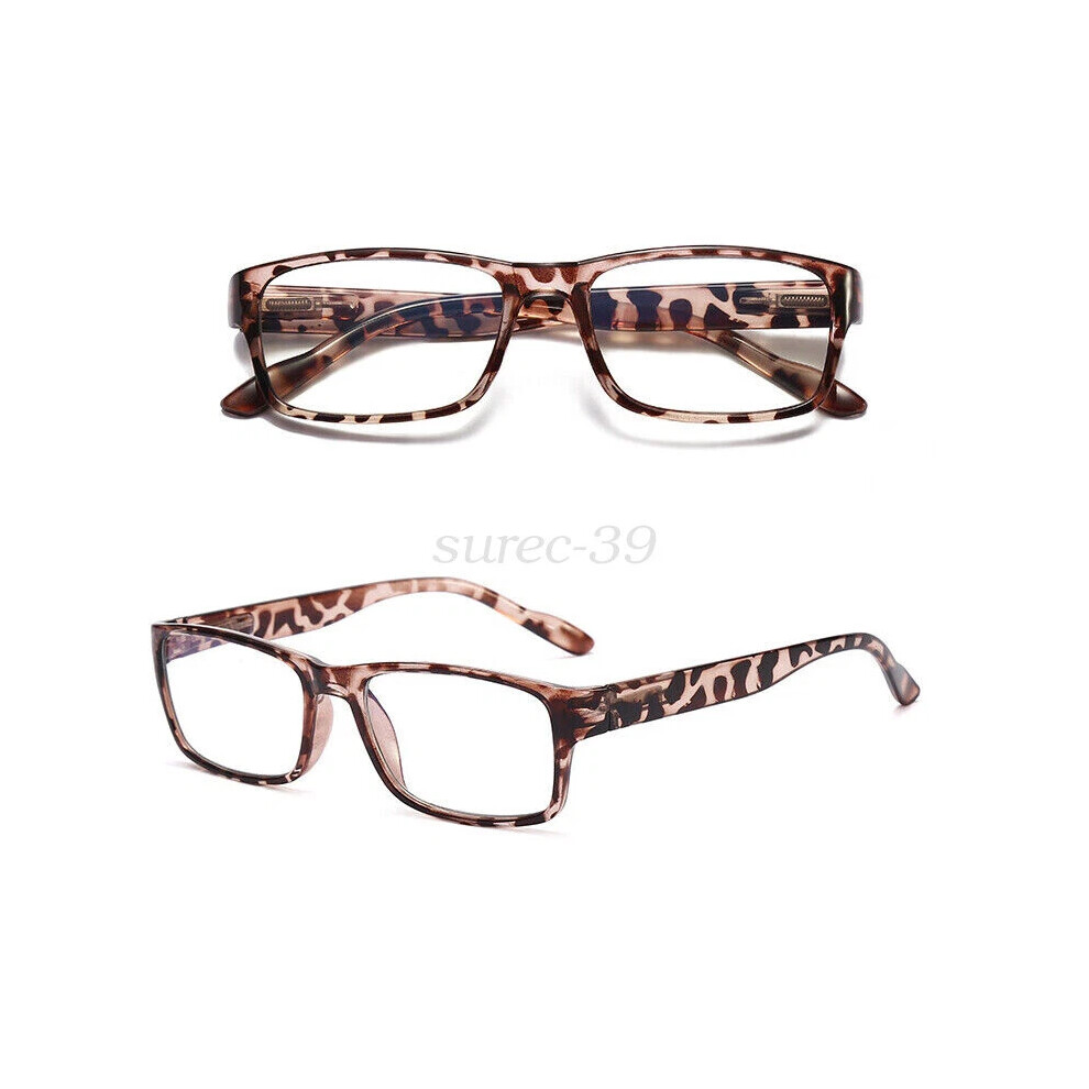 (=+3.50 strength, Leopard) Unisex Mens Ladies Wayfarer Frame Magnifying Reading Glasses Nerd +0~4.0