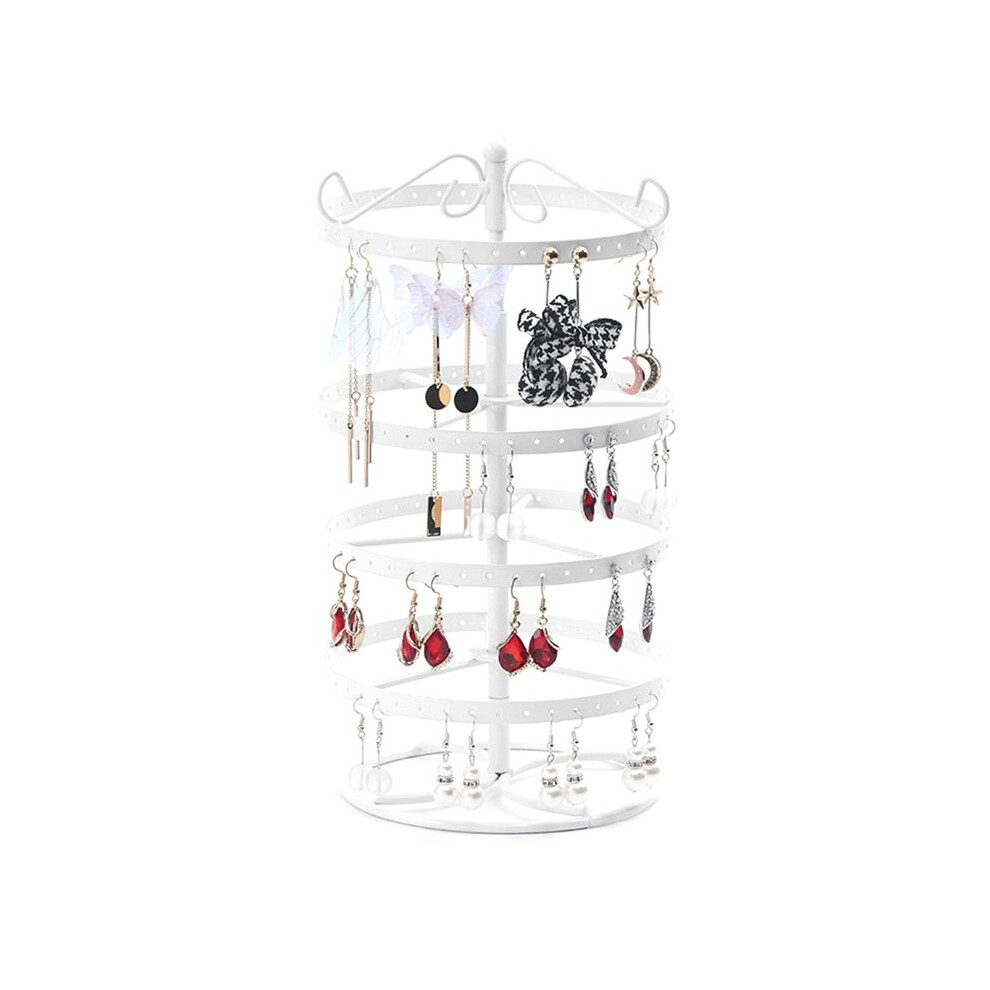 Wrought Iron Four-Story Rotating Jewelry Rack Jewelry Rack Earring Earring Bracelet Display Rack White 4711501139316