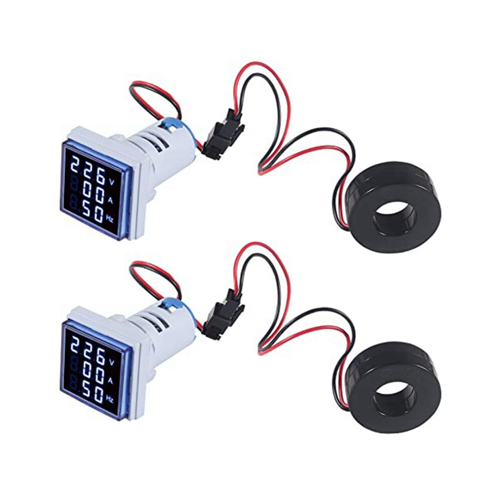2Pcs Current Voltage Hertz Meters, Digital 3In1 22Mm Voltmeter Ammeter Hz Meter Ac 60-500V Current Frequency Indicator 6132286796576