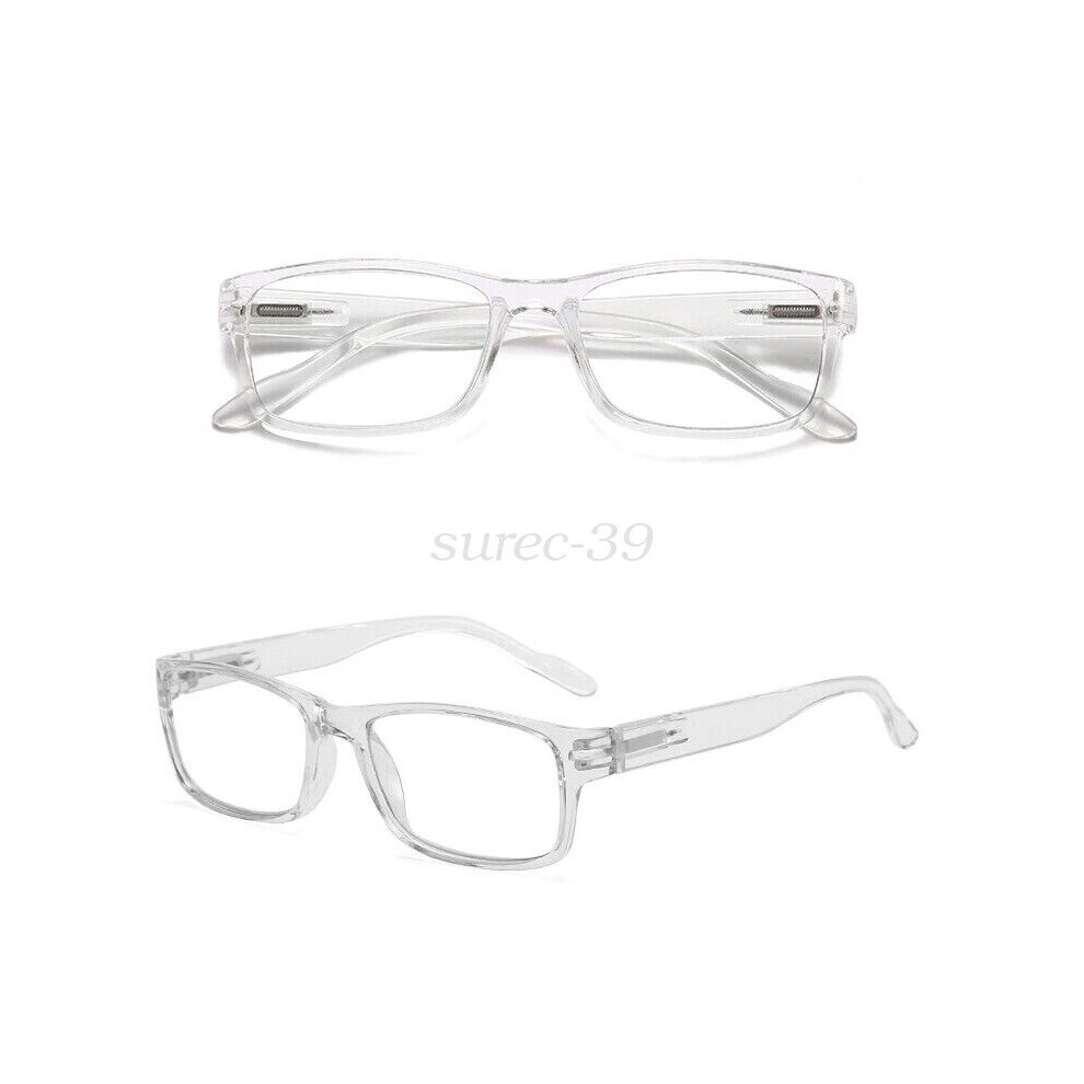 (=+3.00 strength, Transparent) Unisex Mens Ladies Wayfarer Frame Magnifying Reading Glasses Nerd +0~4.0