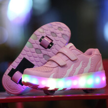 TwoWheeled Luminous Skates LED Flashing USB Rechargeable Lightweight Outdoor Roller Skates Size 28