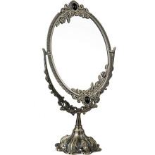 Oval Coquette Mirror with Stand for Easy Storage, Vintage Style Design for a Timeless Beauty Essential (29cm)