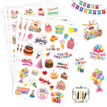 Birthday Supplies, Cute Birthday Elements for Risk Free Purchase, Happy Birthday Stickers Unique Design Vibrant Colors Decorative Impact (6 Sheets)
