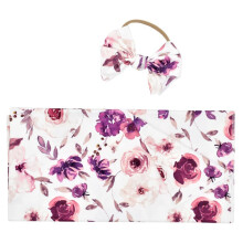 Floral Printed With Headband Stretchy Polyester Spandex Receiving Wrap For Newborns And Boys, Comfortable Infant Wrap