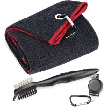 Tri-fold Golf Towel, Heavy Duty Carabiner Clip Secure Attachment, Ergonomic Design for Any Weather, for Men and Women Golf Enthusiasts