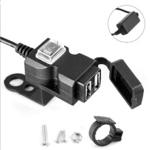 Motorfiets dubbele USB-oplader, waterdicht, bestand tegen hoge temperaturen, 5V1A2.1A, dubbele USB-oplader met stabiele spanningsuitgang en duurzame