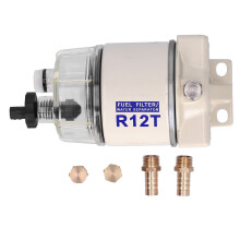 Separator de apă și combustibil cu design de filtru spin-on pentru motoare diesel marine, mediu filtrant de mare capacitate cu bol transparent